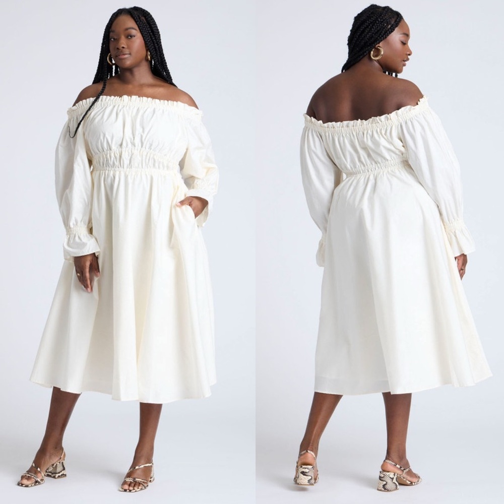 Eloquii Off The Shoulder Ruffle Midi Dress - Picture 1 of 6